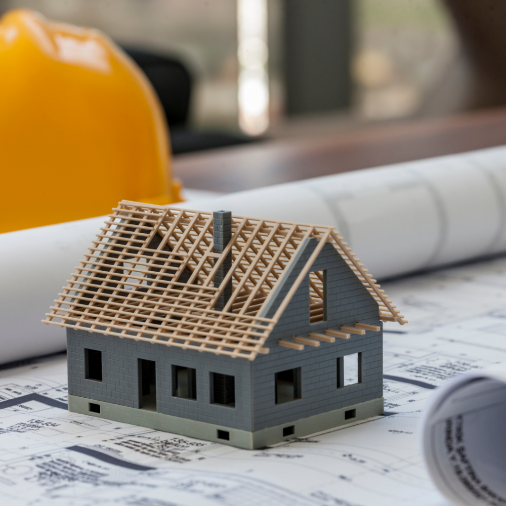 Sarasota new construction homes model on blueprints